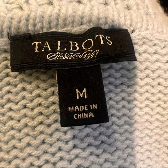 Talbots Womens Blue Open Front Cardigan Sweater M Lambswool Blend Cozy Layering - Picture 9 of 11